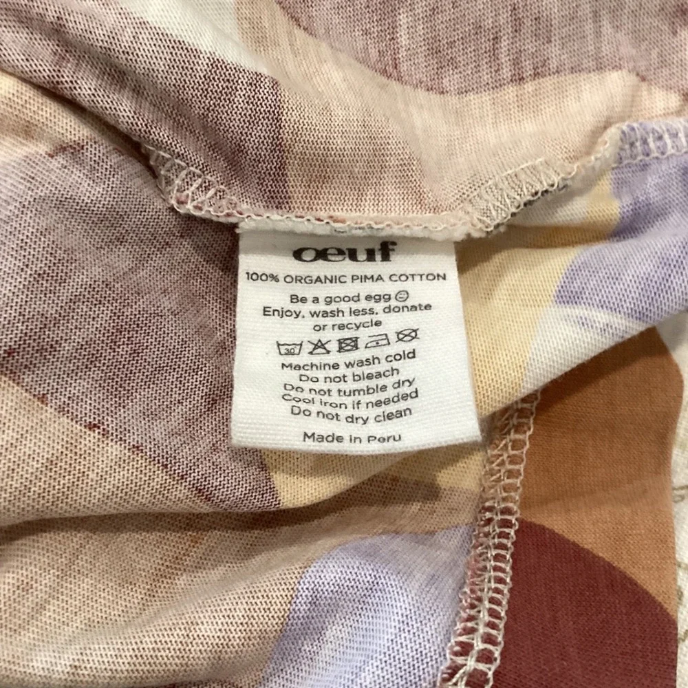 Oeuf Organic Cotton Dress Geometric Print Sleeveless Multi Color RARE Size 2-3Y - Picture 5 of 5
